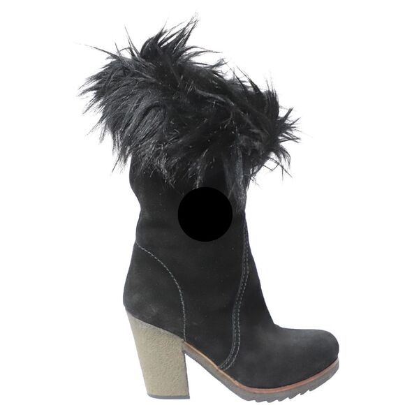 Prada Faux Fur Ankle Boots in Black Suede - Picture 1 of 7